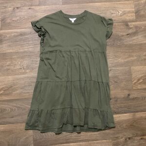 Time and Tru Olive Green Tiered T-Shirt Dress